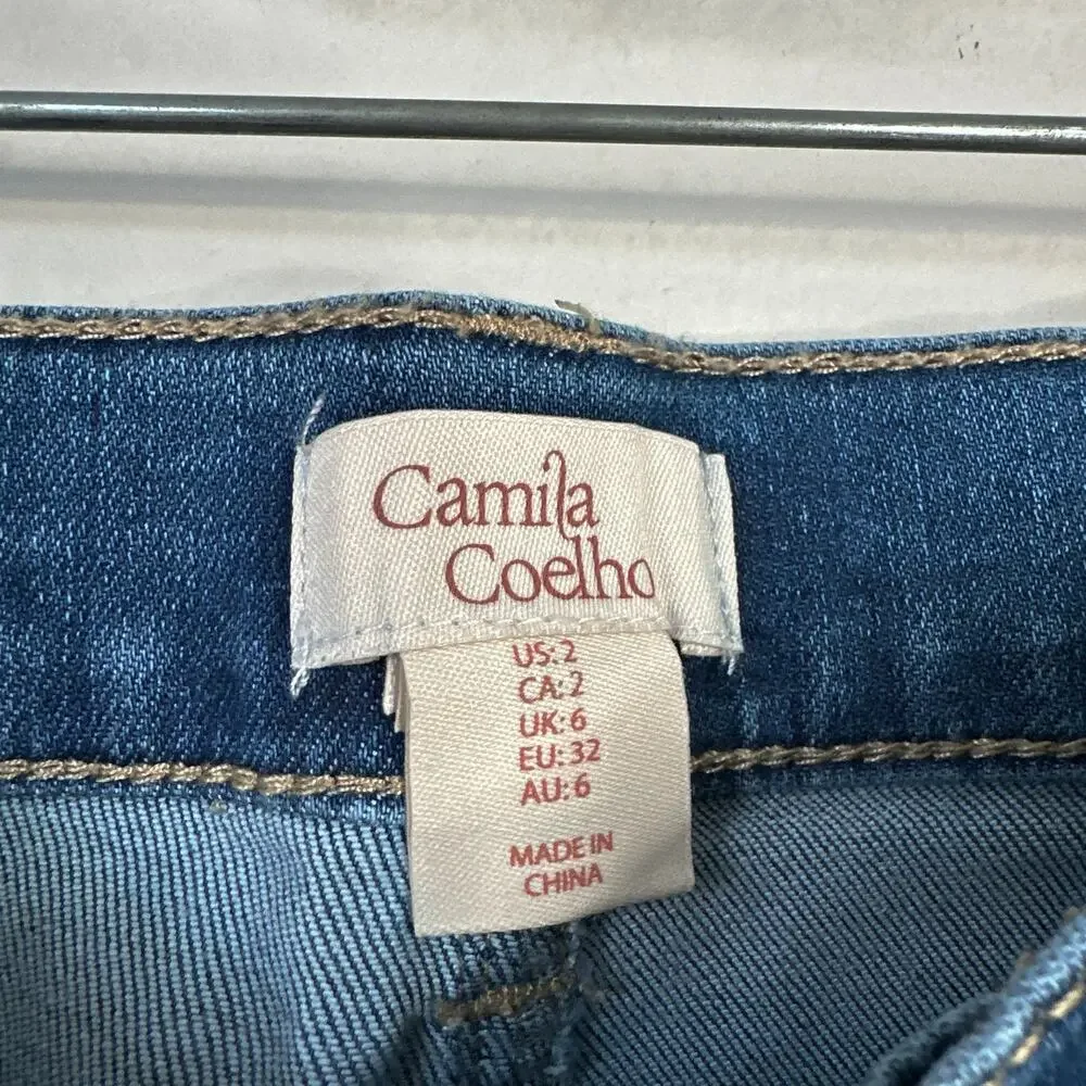 CAMILA COELHO Front Seamed Jeans Tapered Skinny Size 2 Patch Pockets